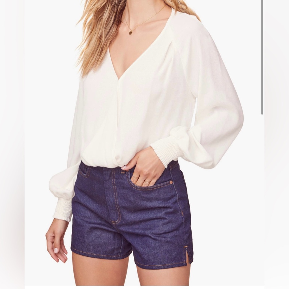 ASTR White V-Neck Blouse